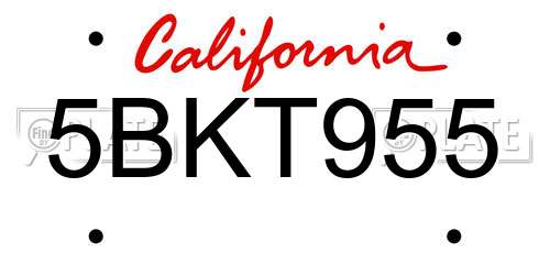 5BKT955 California License Plate