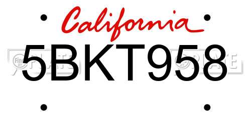 5BKT958 California License Plate
