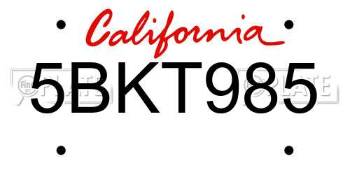 5BKT985 California License Plate