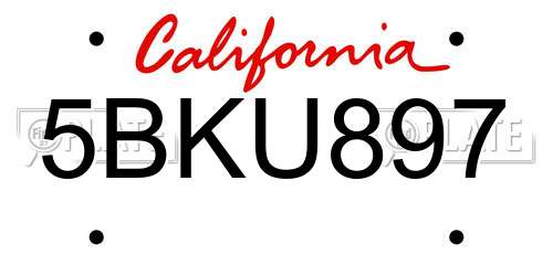 5BKU897 California License Plate