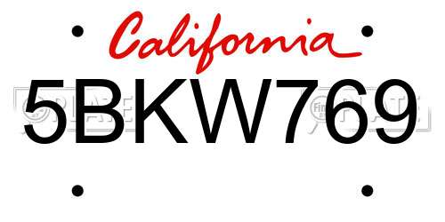 5BKW769 California License Plate