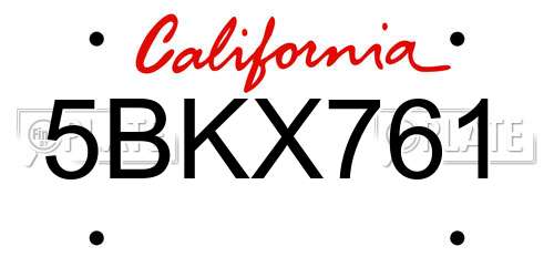 5BKX761 California License Plate