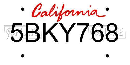5BKY768 California License Plate