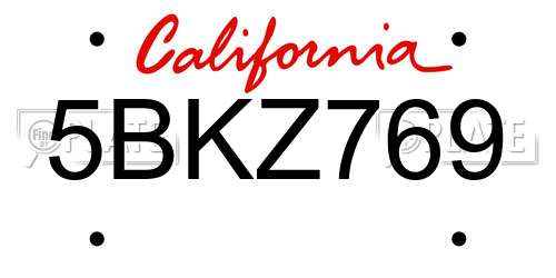 5BKZ769 California License Plate