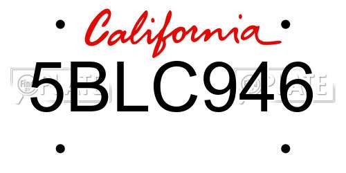 5BLC946 California License Plate