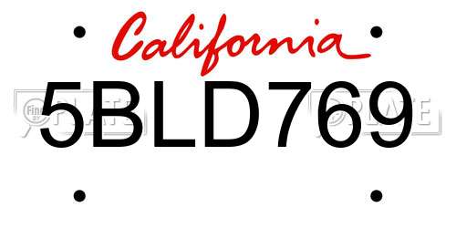 5BLD769 California License Plate