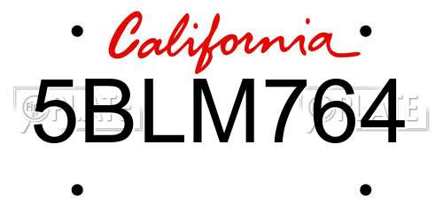 5BLM764 California License Plate