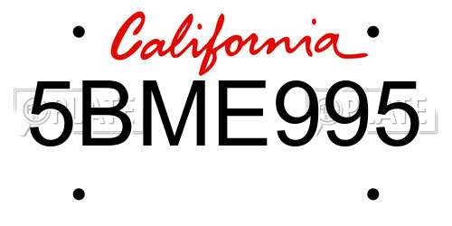 5BME995 California License Plate
