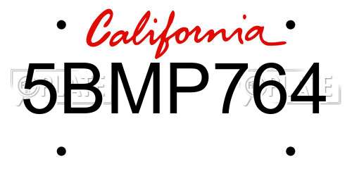 5BMP764 California License Plate