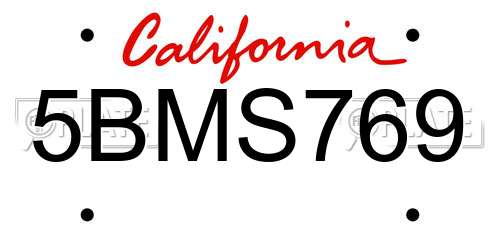 5BMS769 California License Plate
