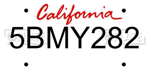 5BMY282 California License Plate