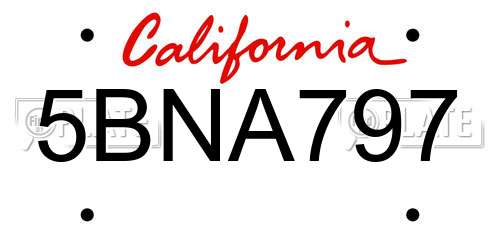 5BNA797 California License Plate