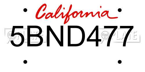 5BND477 California License Plate