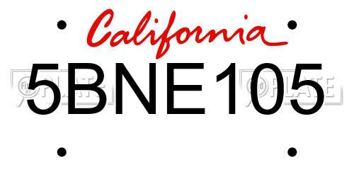 5BNE105 California License Plate