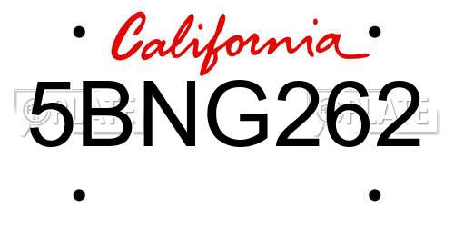 5BNG262 California License Plate
