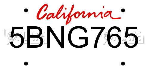 5BNG765 California License Plate