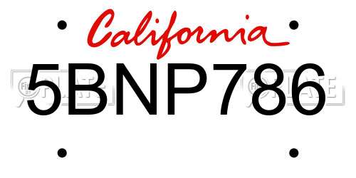 5BNP786 California License Plate