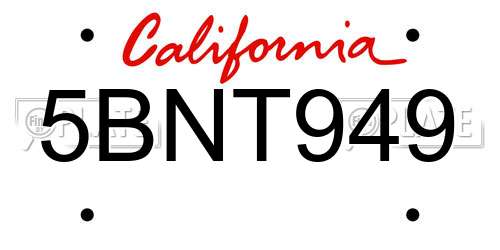 5BNT949 California License Plate