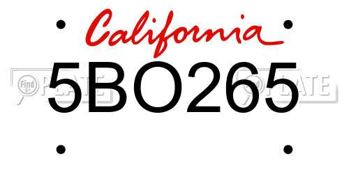 5BO265 California License Plate