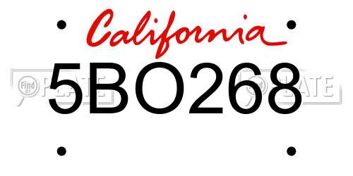 5BO268 California License Plate