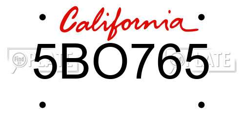 5BO765 California License Plate
