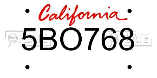 5BO768 California License Plate