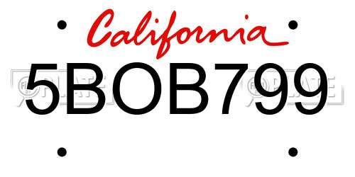 5BOB799 California License Plate