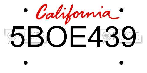 5BOE439 California License Plate