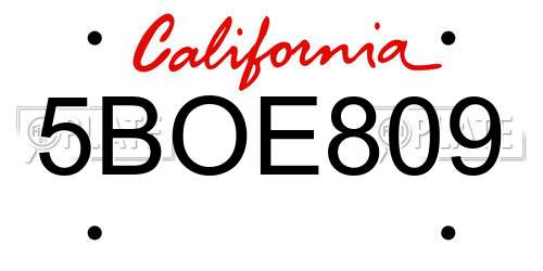 5BOE809 California License Plate