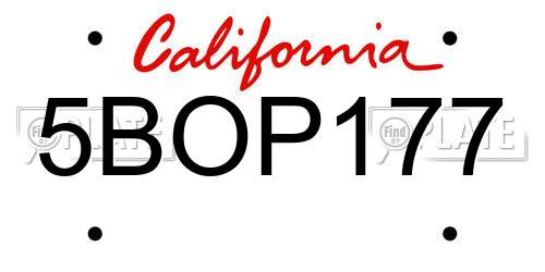 5BOP177 California License Plate