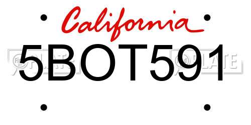 5BOT591 California License Plate