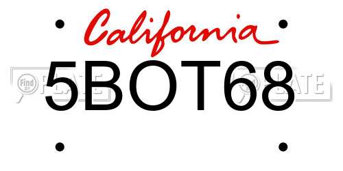 5BOT68 California License Plate