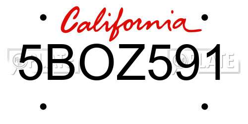 5BOZ591 California License Plate