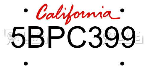 5BPC399 California License Plate