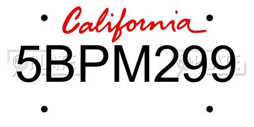 5BPM299 California License Plate