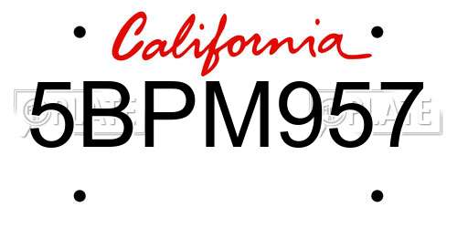 5BPM957 California License Plate