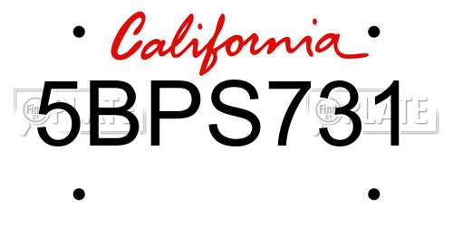 5BPS731 California License Plate
