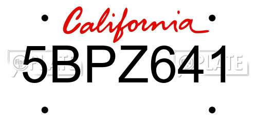 5BPZ641 California License Plate