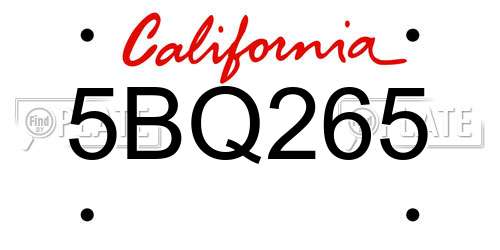 5BQ265 California License Plate