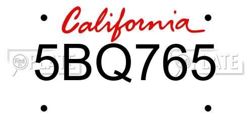 5BQ765 California License Plate