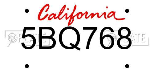 5BQ768 California License Plate