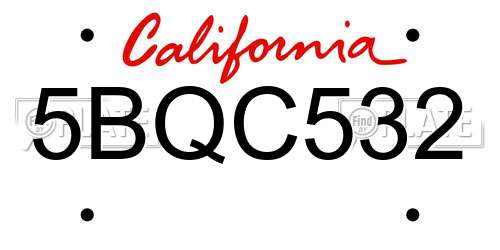 5BQC532 California License Plate