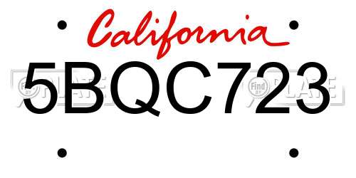 5BQC723 California License Plate