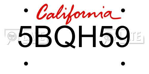 5BQH59 California License Plate