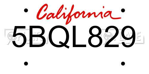 5BQL829 California License Plate