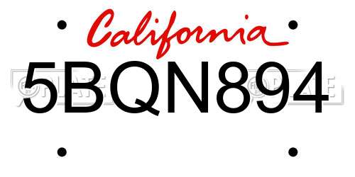 5BQN894 California License Plate