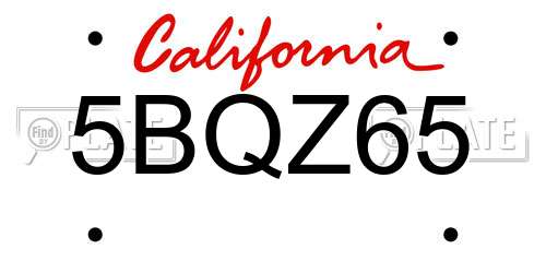 5BQZ65 California License Plate