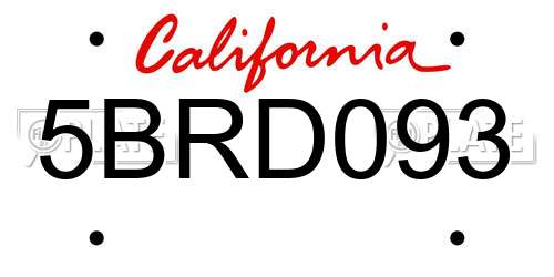 5BRD093 California License Plate