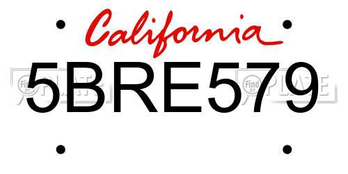 5BRE579 California License Plate