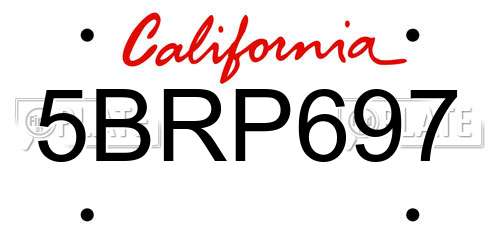5BRP697 California License Plate